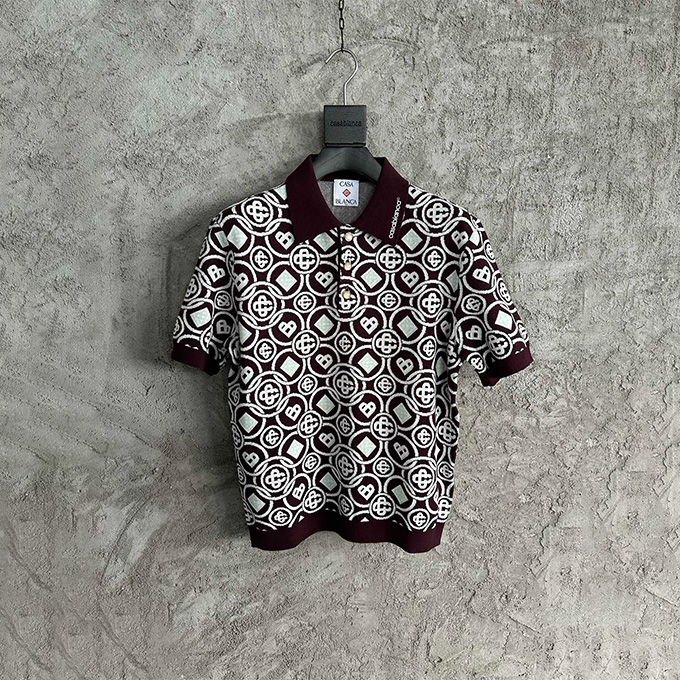 casablanca monogram knit polo shirt